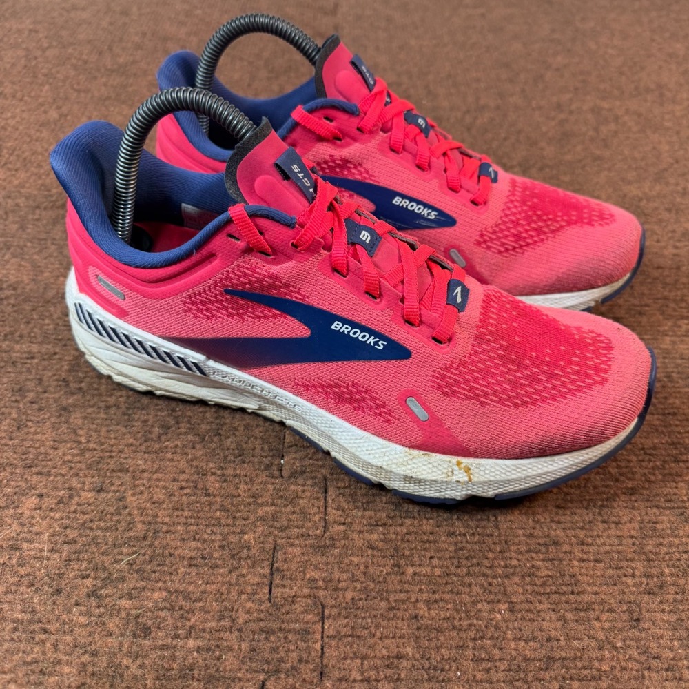 Brooks Launch GTS 9 Gym Fit Womens Running Shoes Pink Blue Support Sneakers 8.5
